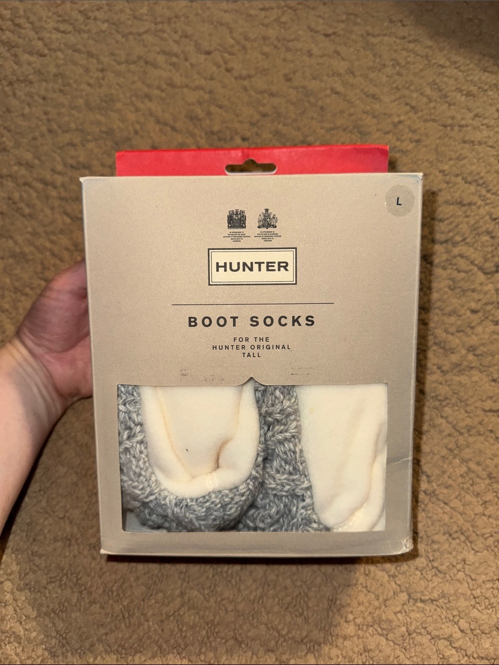 Hunter Gray & Cream Lined Boot Socks